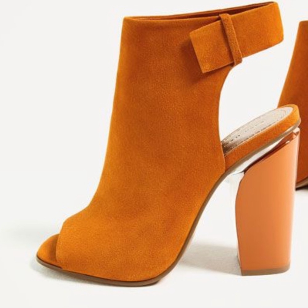 Zara suede peep toe sandals